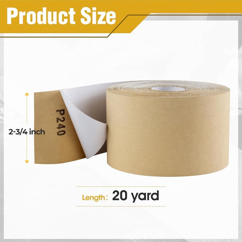 Shawya Longboard Sandpaper 240-Grit 2-3/4in x 20 Yards PSA Sandpaper Roll Self Adhesive Stickyback PSA Sandpaper Aluminum Oxide Longboard Sand Paper Sanding Sheet - Image 2